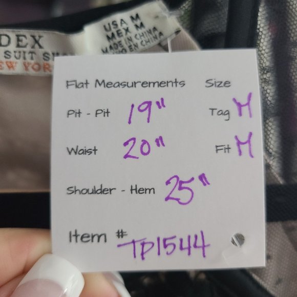 DEX Nude Black Lace Short Sleeve Top Size M - Picture 14 of 14